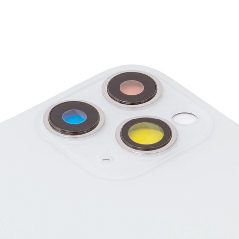 Задня панель корпуса для iPhone 11 Pro Max, срібляста, біла, із склом камери, small hole, matte silver Прев'ю 1