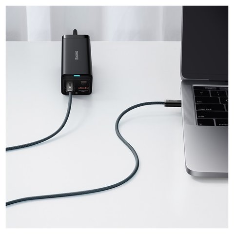 USB кабель Baseus Dynamic Series, 2xUSB тип-C, 100 см, 100 Вт, сірий, в нейлоновому обплетенні, #CALD000216 Прев'ю 1
