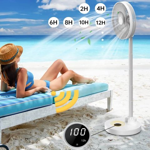 Вентилятор D1201, білий, з дисплеєм, з акумулятором, USB тип-C Прев'ю 4
