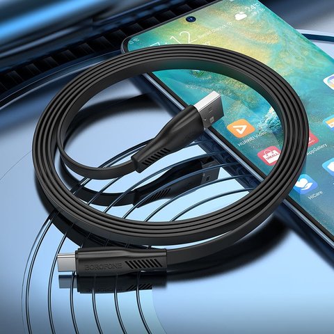 USB кабель Borofone BX85, USB тип-C, USB тип-A, 100 см, 3 A, черный, #6974443387117 Превью 1