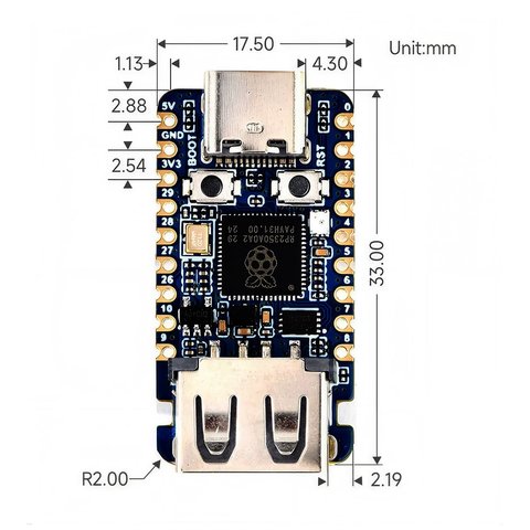 Raspberry RP2350-USB-A Raspberry (RP2350 dual-core, dual-socket processor) Превью 3