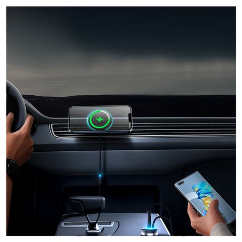 Car Charger Baseus CW01 Magnetic Claw Edition, (black, with cable, with button, 40 W, 1 output, 12-24 V) #C40141000111-00 Preview 1