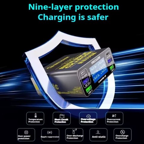 Adaptador de red Mechanic F-Power 6P, 87 W, Quick Charge, Power Delivery (PD), 6 puertos Vista previa  3