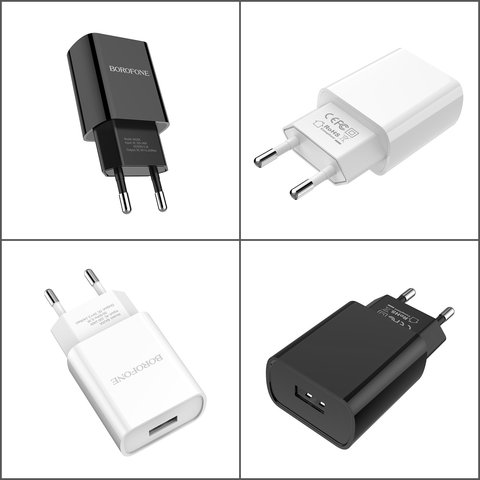 Мережевий зарядний пристрій Borofone BA20A, 10,5 Вт, чорний, 1 порт, #6931474702081 Прев'ю 1